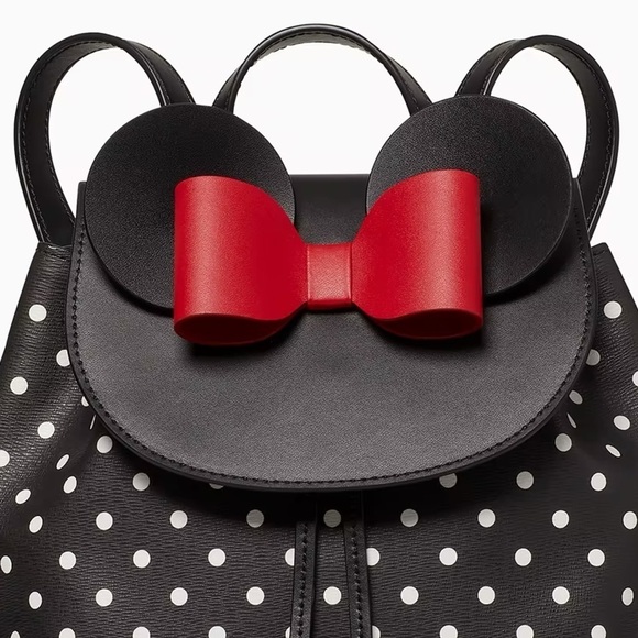 NWT Disney X Kate Spade New York Minnie Mouse Polka Dot Black White Red Backpack - Picture 5 of 11